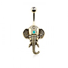 Golden Supreme Ganesha Elephant Belly Button Ring