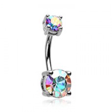 Brilliant Sparkle Gem Prong Set Belly Button Ring