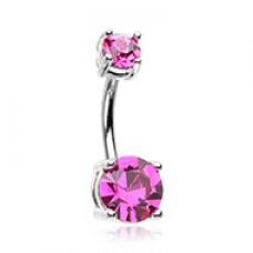 Brilliant Sparkle Gem Prong Set Belly Button Ring