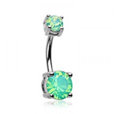 Opalescent Brilliant Sparkle Gem Prong Set Belly Button Ring