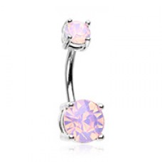 Opalescent Brilliant Sparkle Gem Prong Set Belly Button Ring