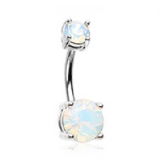 Opalescent Brilliant Sparkle Gem Prong Set Belly Button Ring