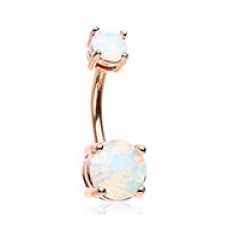 Rose Gold Opalescent Brilliant Sparkle Gem Prong Set Belly Button Ring