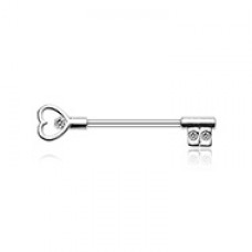 Heart Key Nipple Barbell Ring
