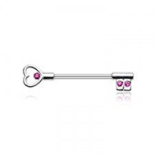 Heart Key Nipple Barbell Ring