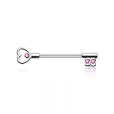 Heart Key Nipple Barbell Ring