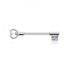 Heart Key Nipple Barbell Ring
