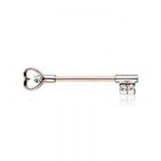 Rose Gold Heart Key Nipple Barbell Ring