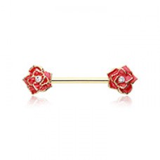 Golden Rose Sparkle Nipple Barbell Ring