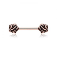 Rose Gold Vintage Rose Flower Nipple Barbell Ring