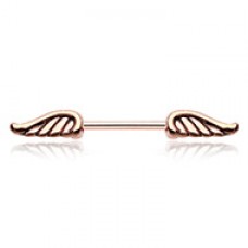 Rose Gold Angel Wing Nipple Barbell Ring