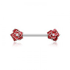 Classic Rose Sparkle Nipple Barbell Ring