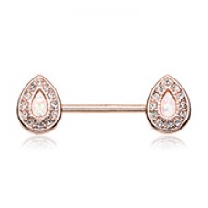 Rose Gold Opal Avice Nipple Barbell Ring