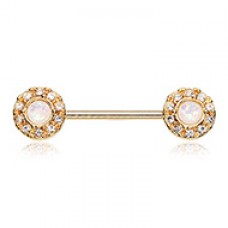 Golden Opal Elegance Nipple Barbell Ring