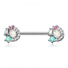 Sparkle Opal Medley Nipple Barbell Ring