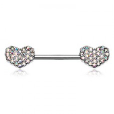 Sparkle Multi-Gem Heart Nipple Barbell Ring
