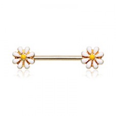 Golden Spring Blossom Flower Nipple Barbell Ring