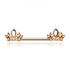 Golden Tiara Crown Sparkle Nipple Barbell Ring