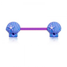 Ariel Seashell Purple Nipple Barbell Ring