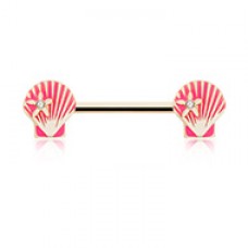 Ariel Seashell Gold Nipple Barbell Ring