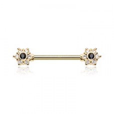 Golden Twinkle Starburst CZ Ornate Nipple Barbell Ring
