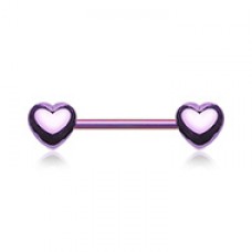 Purple Classic Heart Nipple Barbell Ring