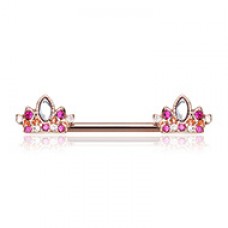 Rose Gold Tiara Crown Sparkle Nipple Barbell Ring