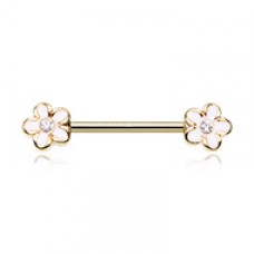 Golden Plumeria Petal Flower Nipple Barbell Ring