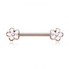 Rose Gold Plumeria Petal Flower Nipple Barbell Ring