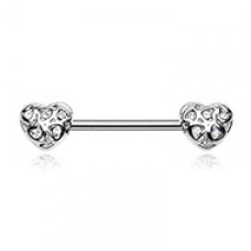 Infinite Heart Gemmed Nipple Barbell Ring 