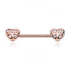 Rose Gold Infinite Heart Gemmed Nipple Barbell Ring 