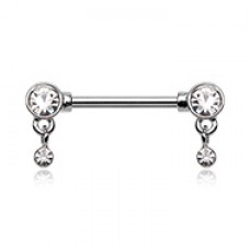 Bezel Dangle Drop Nipple Barbell Ring