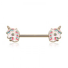 Golden Fairytale Unicorn Nipple Barbell Ring