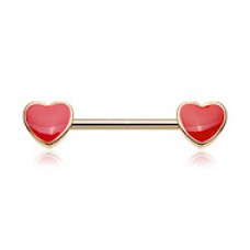 Golden True Love Enamel Heart Inlay Nipple Barbell Ring