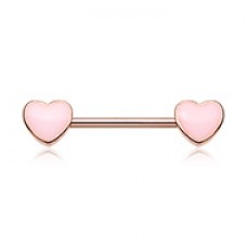 Rose Gold True Love Enamel Heart Inlay Nipple Barbell Ring