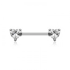 CZ Double Heart Gem Nipple Barbell Ring