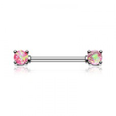Opal Glitter Prong Steel Nipple Barbell Ring