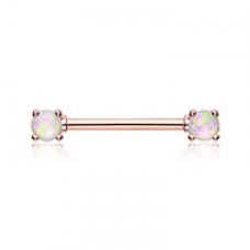 Rose Gold Opal Sparkle Prong Nipple Barbell Ring