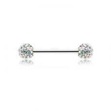 Pave Diamond Full Dome Cluster Nipple Barbell Ring
