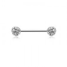 Pave Diamond Full Dome Cluster Nipple Barbell Ring