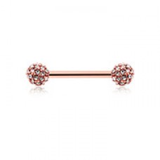 Rose Pave Diamond Full Dome Cluster Nipple Barbell Ring