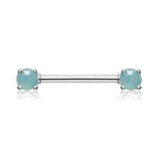 Double Prong Opal Gem Nipple Barbell Ring