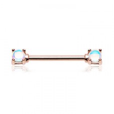Rose Gold Revo Double Prong Gem Nipple Barbell Ring