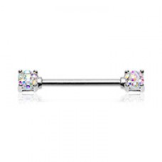 Sprinkle Dot Multi Gem Prong Set Nipple Barbell Ring
