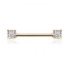 Golden Sprinkle Dot Multi Gem Prong Set Nipple Barbell Ring