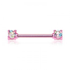 Color Multi Color Sprinkle Dot Multi Gem Prong Set Nipple Barbell Ring