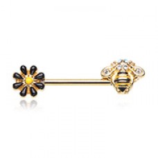 Golden Queen Bee Nipple Barbell Ring