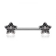 Antique Heirloom Flower Nipple Barbell Ring