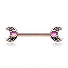 Rose Gold Treasure Celtic Moon Nipple Barbell Ring