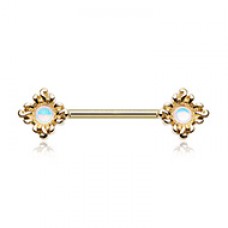 Golden Illuminating Opal Sun Nipple Barbell